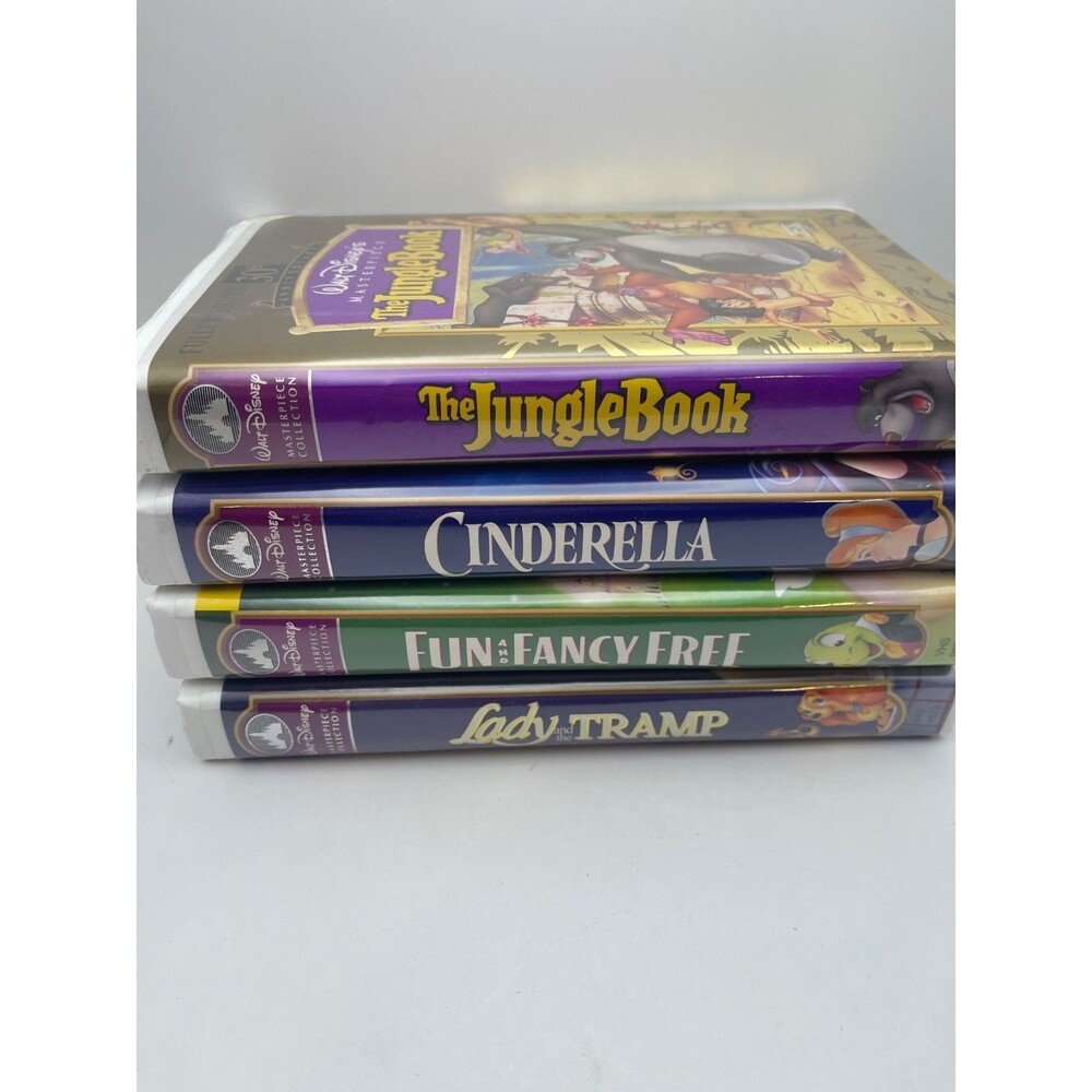Disney VHS Lot Jungle Book Cinderella Lady Tramp Masterpiece Set